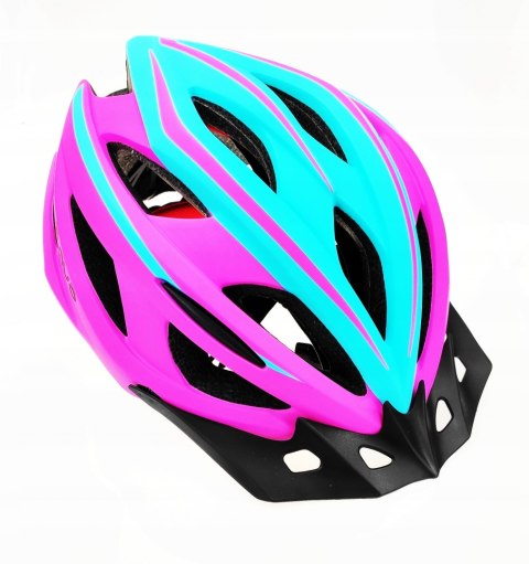 Kask rowerowy AVO-28 RÓŻ/nib +LED rozm.L (55-61cm)