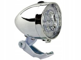 Lampa przód retro bateryjna 592 Chrom biały uchwyt