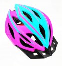 Kask rowerowy AVO-28 RÓŻOWO/NIEBIESKI+LED rozm.L