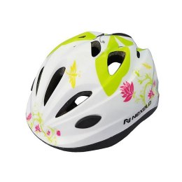 Kask rowerowy dziecięcy FUNNY, S (48-52cm),out-mold,biały, kwiatki