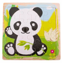 PUZZLE DREWNIANE UKŁADANKA PANDA 12EL 15X15CM