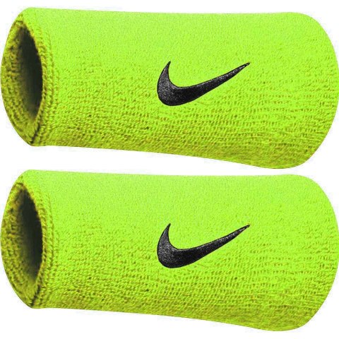 Frotka na rękę szeroka Nike Swoosh Doublewide Wristbands limonkowe 2szt NNN05710 Nike