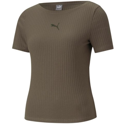 Koszulka damska Puma HER Ribbed Slim Tee Grape Leaf khaki 531917 44 XS Puma