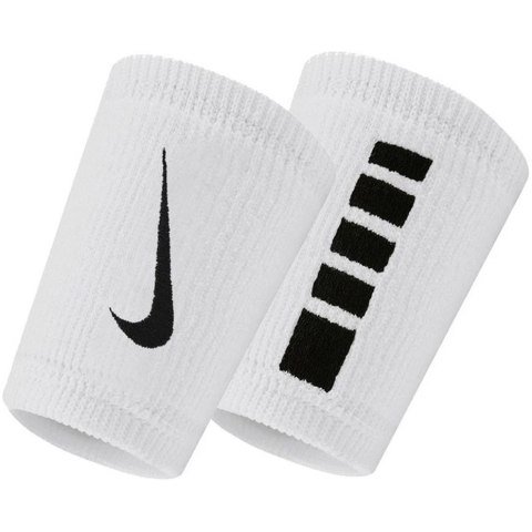 Frotki na nadgarstek Nike Elite Doublewide Wristbans 2 szt. biało-czarne N1006700101OS Nike