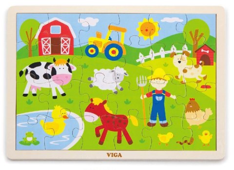 Viga 50197 Puzzle na podkładce 24 elementy - farma Viga