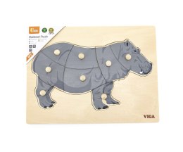 Viga 44604 Puzzle na podkładce z uchwytami - Hipopotam Viga