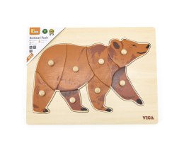 Viga 44606 Puzzle na podkładce z uchwytami - Miś Viga