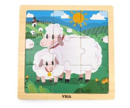 Viga 44622 Puzzle na podkładce 9 elementów - Owca Viga