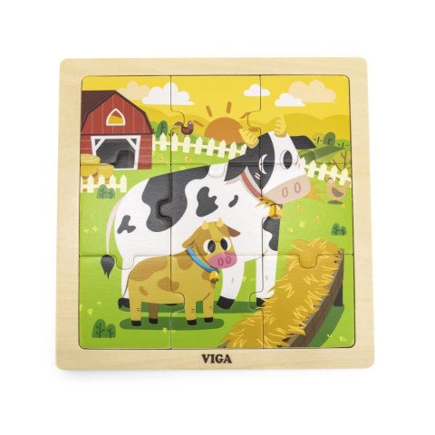 Viga 44623 Puzzle na podkładce 9 elementów - Krowa Viga