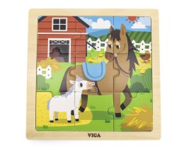 Viga 44624 Puzzle na podkładce 9 elementów - koń Viga