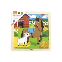 Viga 44624 Puzzle na podkładce 9 elementów - koń Viga