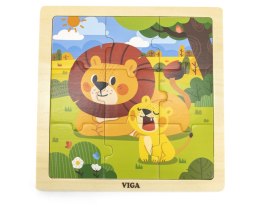 Viga 44627 Puzzle na podkładce 9 elementów - lew Viga