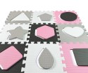 Mata piankowa puzzle Jolly 3x3 Shapes - Pink Grey Milly Mally