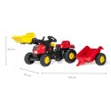 Rolly Toys 023127 Traktor Rolly Kid z łyżka i przyczepa Czerwony Rolly Toys