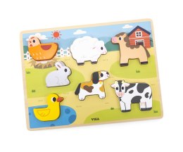 Viga 44702 Puzzle na podkładce 7 elementów- farma Viga