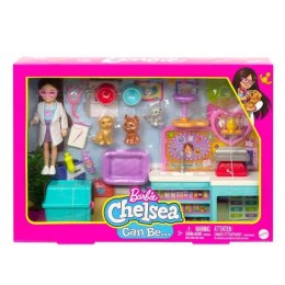 Barbie Chelsea Zestaw weterynarz + lalka Mattel