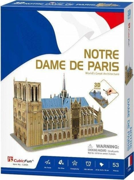 Puzzle 3D Katedra Notre Dame - wersja 2018 Cubic Fun