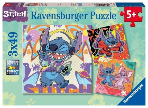 Puzzle dla dzieci 2D 3x49 Disney Stitch Ravensburger