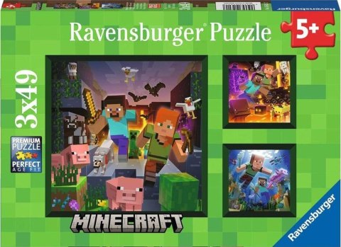 Puzzle dla dzieci 3x49 Minecraft Ravensburger