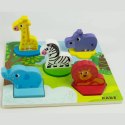 Edukacyjne drewniane puzzle safari klocki 0057 LUXMA