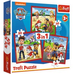 Puzzle 3W1 3+ Psi Patrol Wesołe pieski Paw Patrol Trefl 34867 TREFL