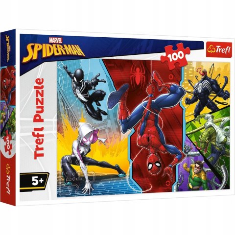 Puzzle Trefl Marvel Spider-Man 100 elementów Do góry nogami 16347 TREFL