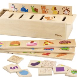 VIGA Drewniany Edukacyjny Sorter Gra Zwierzątka Owoce Warzywa Montessori Viga Toys