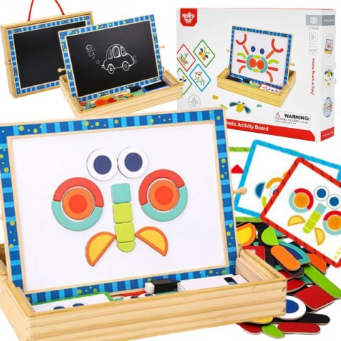 TOOKY TOY Tablica Magnetyczna Kredowa 2w1 Układanka Puzzle Kształty 117 el. Certyfikat FSC Tooky Toy