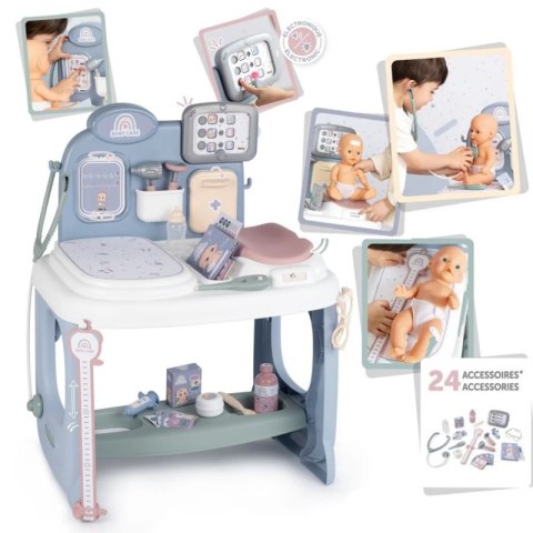 SMOBY Baby Care Centrum Medyczne Opieki dla Lalek z Elektronicznym Tabletem + 24 akc. Smoby