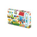 MOCHTOYS Klocki Jeżyki Pin Bricks FARMA w Kartonie 100 el. + 3 Figurki Mochtoys