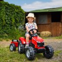 FALK Traktor Massey Ferguson Czerwony na Pedały z Przyczepką od 3 Lat FALK