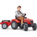 FALK Traktor Massey Ferguson Czerwony na Pedały z Przyczepką od 3 Lat FALK