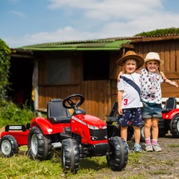 FALK Traktor Massey Ferguson Czerwony na Pedały z Przyczepką od 3 Lat FALK