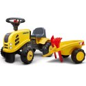 FALK Traktorek Baby Komatsu Żółty z Przyczepką + akc. od 1 roku FALK