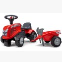 FALK Traktorek Baby Massey Ferguson Czerwony z Przyczepką + akc. Od 1 roku FALK