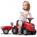 FALK Traktorek Baby Massey Ferguson Czerwony z Przyczepką + akc. Od 1 roku FALK