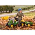 Rolly Toys RollyKid John Deere Traktor na Pedały z Łyżką i Przyczepą - Zielony Rolly Toys