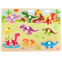 TOOKY TOY Drewniane Puzzle Montessori Układanka Dinozaury Kształty Tooky Toy