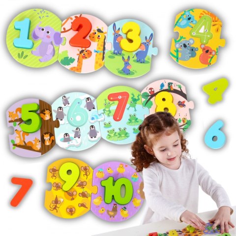 TOOKY TOY Edukacyjne Puzzle Układanka Montessori Nauka Liczenia Tooky Toy