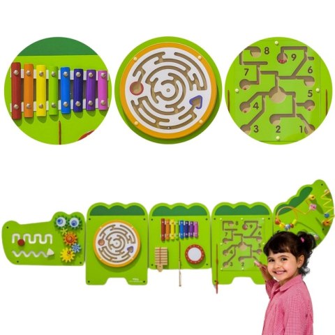 VIGA Tablica Sensoryczna Manipulacyjna Krokodyl Certyfikat FSC Montessori Viga Toys