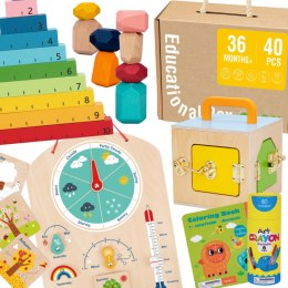 Tooky Toy Edukacyjne Pudełko Montessori Układanka Liczydło Tablica Pogody 6w1 od 3 Lat Tooky Toy