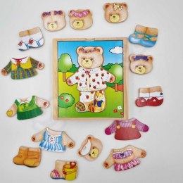 VIGA Drewniana Układanka Logiczna Puzzle Ubierz Misia Dziewczynkę Viga Toys