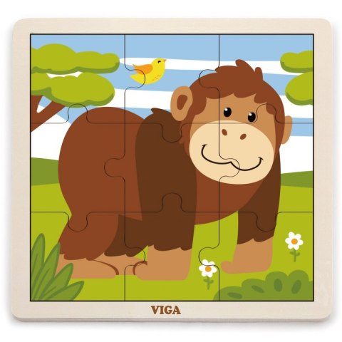 VIGA Poręczne Drewniane Puzzle Goryl 9 elementów Viga Toys