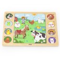 VIGA Drewniane Puzzle Odgadnij Po Cieniu - Farma Układanka 17 el. Viga Toys