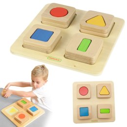 MASTERKIDZ Sensoryczny Sorter Drewniany Kształty i Kolory Montessori Masterkidz