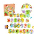 TOOKY TOY Drewniane Puzzle Montessori Układanka Nauka Alfabetu Liter Słów Alfabet Grube Klocki 26 el. Tooky Toy