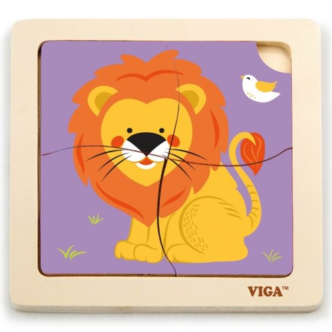 VIGA Poręczne Drewniane Puzzle Lew Viga Toys