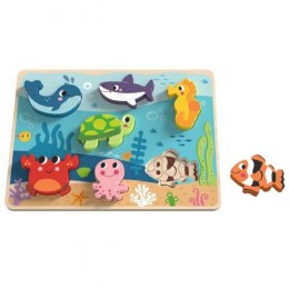 TOOKY TOY Drewniane Puzzle Montessori Świat Morza Rybki Żółwik Kształty Tooky Toy