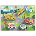 Tooky Toy Drewniane Puzzle Montessori Pojazdy Samochody Samolot Statek Miasto Dopasuj Kształty Tooky Toy