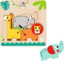 Tooky Toy Drewniane Puzzle Montessori Wielowarstwowe Tablica Zwierzątka Leśne 7 el. Tooky Toy